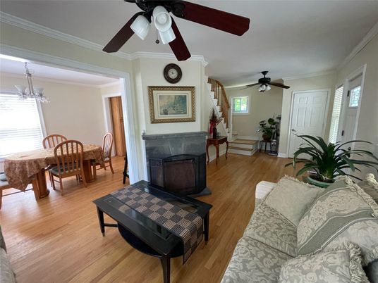 Dining room, Fireplace, Interior, Wood Texture Flooring