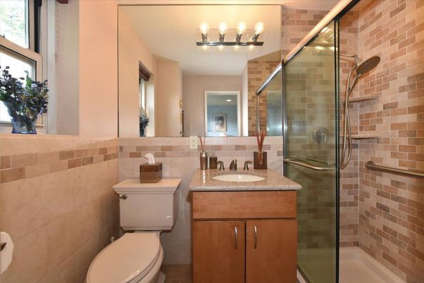 Bathroom, Glass Shower, Interior, Stone Walls