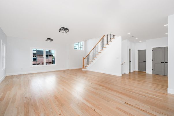 Empty room, Interior, Recessed Lighting, Wood Texture Flooring