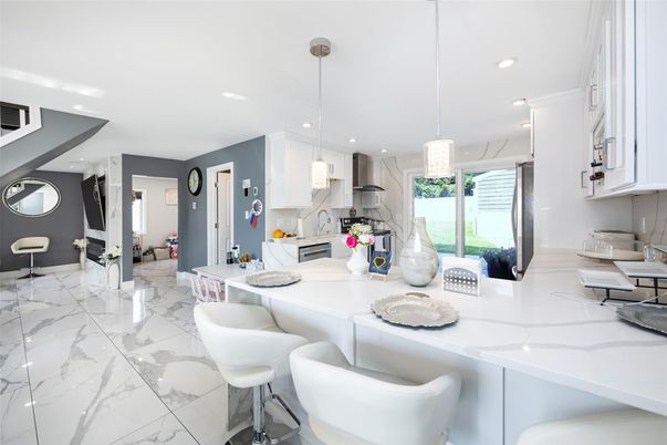 Interior, Kitchen, Marble, Pendant Lights, Recessed Lighting