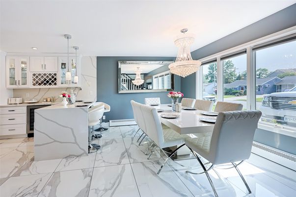 Chandelier, Dining room, Interior, Kitchen, Marble, Pendant Lights, Recessed Lighting