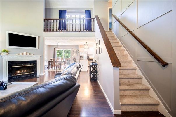 Dining room, Fireplace, Interior, Wood Texture Flooring