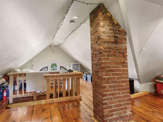 Interior, Recessed Lighting, Stone Walls, Wood Texture Flooring