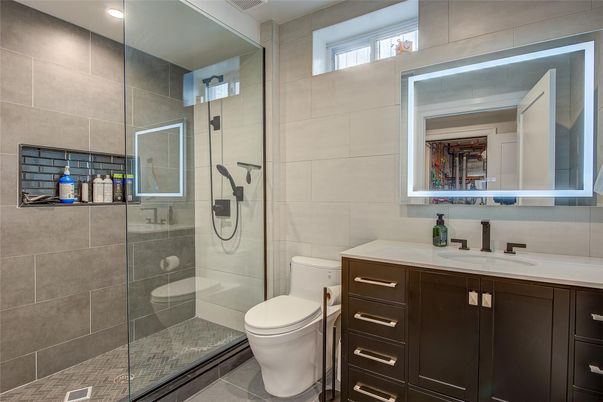 Bathroom, Glass Shower, Interior, Recessed Lighting
