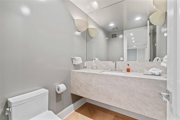 Bathroom, Interior, Recessed Lighting, Wood Texture Flooring