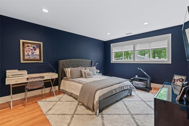 Bedroom, Home Office, Interior, Recessed Lighting, Wood Texture Flooring