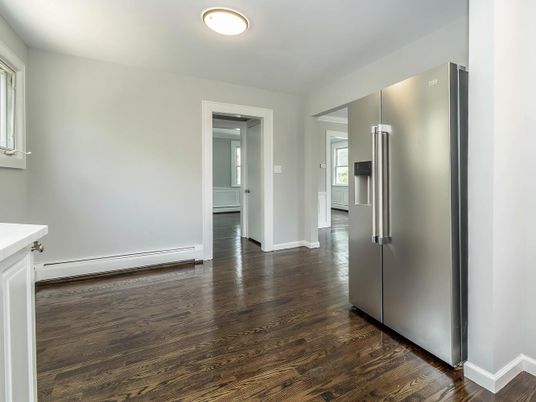 Empty room, Interior, Stainless Steel Appliances, Wood Texture Flooring