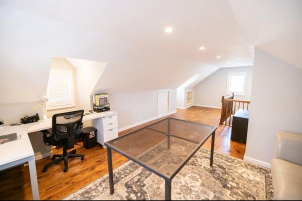 Home Office, Interior, Recessed Lighting, Wood Texture Flooring