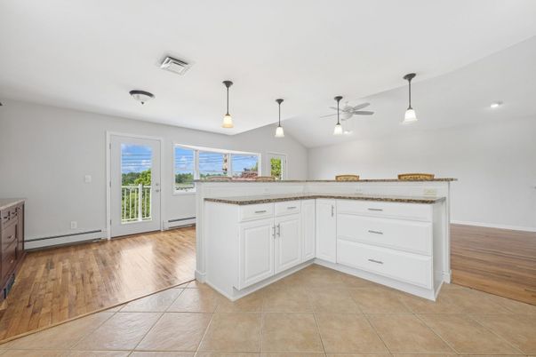 Interior, Kitchen, Pendant Lights, Recessed Lighting, Wood Texture Flooring