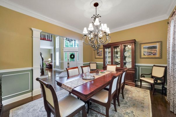 Chandelier, Dining room, Interior, Wood Texture Flooring