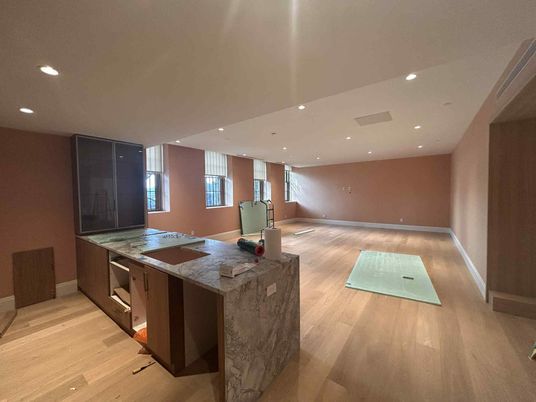 Interior, Kitchen, Recessed Lighting, Wood Texture Flooring