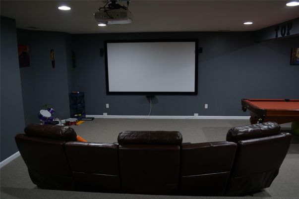 Billiard Table, Game Room, Interior, Projection Screen, Recessed Lighting, Theatre Room