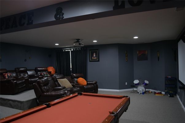 Billiard Table, Home Theatre Room, Game Room, Interior, Recessed Lighting, Theatre Room