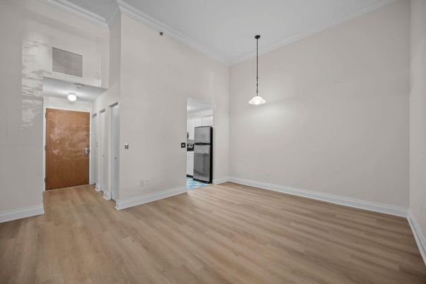 Empty room, Interior, Kitchen, Pendant Lights, Wood Texture Flooring