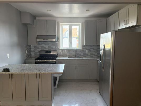 Interior, Kitchen, Marble, Recessed Lighting, Stainless Steel Appliances