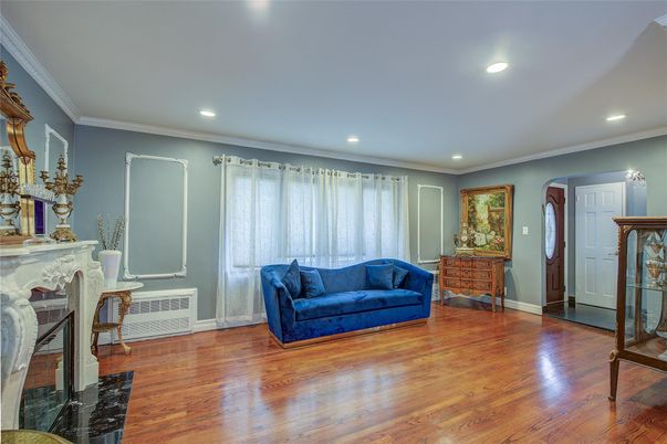 Fireplace, Interior, Recessed Lighting, Wood Texture Flooring