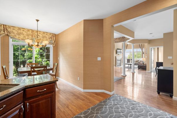 Chandelier, Dining room, Interior, Pendant Lights, Wood Texture Flooring