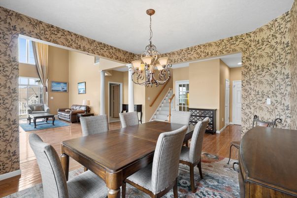 Chandelier, Dining room, Interior, Living room, Wood Texture Flooring
