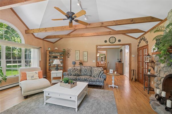 Fireplace, Interior, Living room, Wooden Beams, Wood Texture Flooring