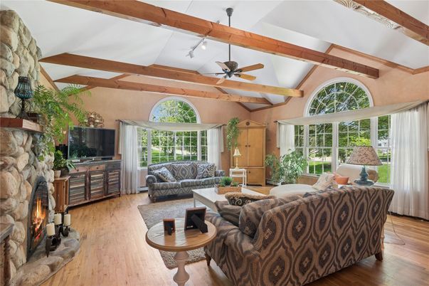 Fireplace, Interior, Living room, Wooden Beams, Wood Texture Flooring