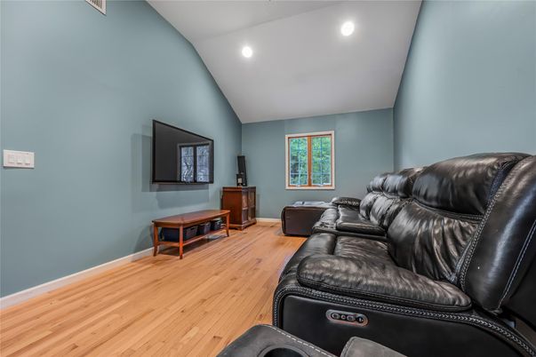 Home Theatre Room, Interior, Recessed Lighting, Wood Texture Flooring