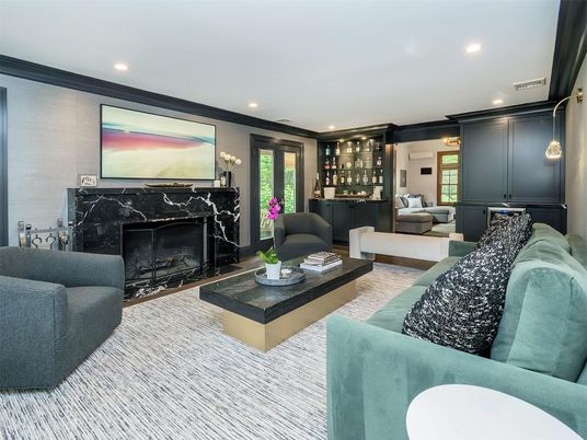 Fireplace, Interior, Living room, Marble Walls, Recessed Lighting