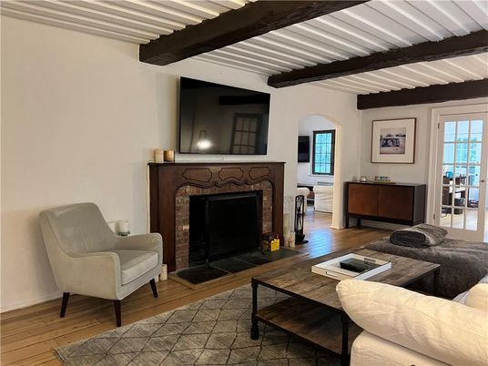 Fireplace, Interior, Living room, Wooden Beams, Wood Texture Flooring