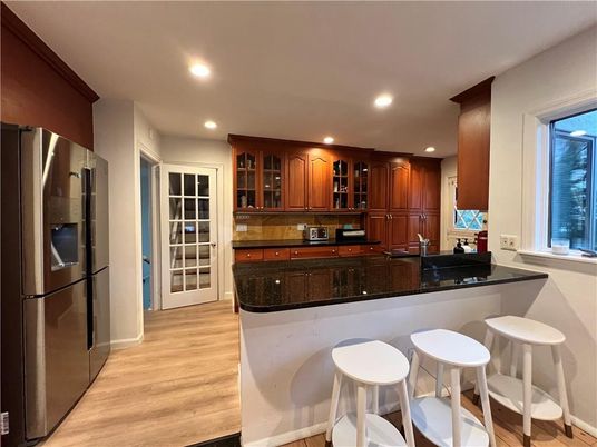 Interior, Kitchen, Recessed Lighting, Wood Texture Flooring