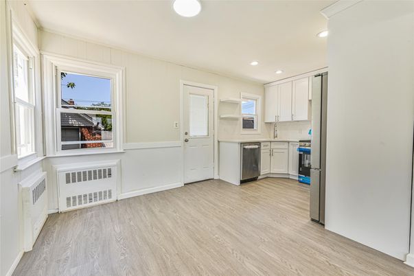 Interior, Kitchen, Recessed Lighting, Wood Texture Flooring