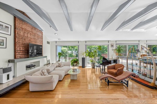 Fireplace, Interior, Living room, Piano, Stone Walls, Wood Texture Flooring