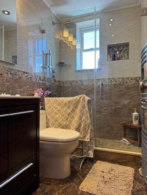 Bathroom, Glass Shower, Interior, Recessed Lighting