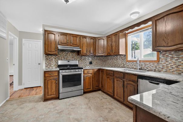 Interior, Kitchen, Stainless Steel Appliances, Wood Texture Flooring
