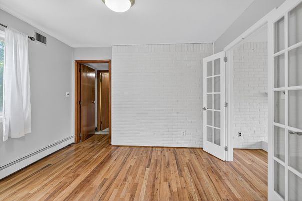 Empty room, Interior, Stone Walls, Wood Texture Flooring