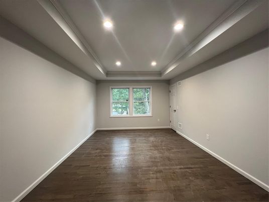Empty room, Interior, Recessed Lighting, Wood Texture Flooring