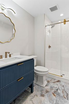 Bathroom, Glass Shower, Interior, Recessed Lighting