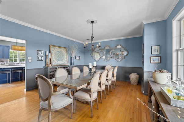 Chandelier, Dining room, Interior, Wood Texture Flooring