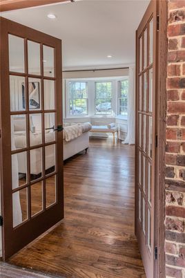 Interior, Recessed Lighting, Stone Walls, Wood Texture Flooring