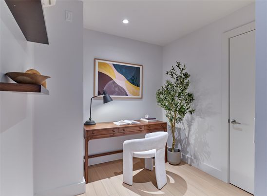 Home Office, Interior, Recessed Lighting, Wood Texture Flooring