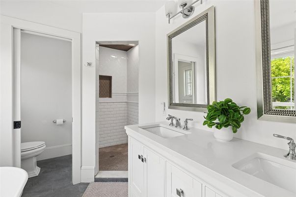 Bathroom, Dual Sink Vanities, Glass Shower, Interior