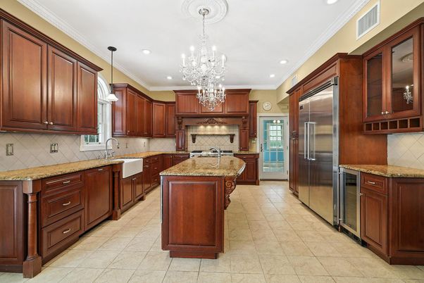 Chandelier, Interior, Kitchen, Pendant Lights, Recessed Lighting, Stainless Steel Appliances