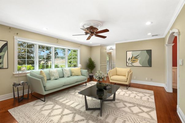 Interior, Living room, Recessed Lighting, Wood Texture Flooring