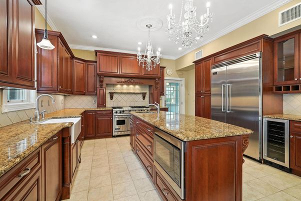 Chandelier, Interior, Kitchen, Pendant Lights, Recessed Lighting, Stainless Steel Appliances