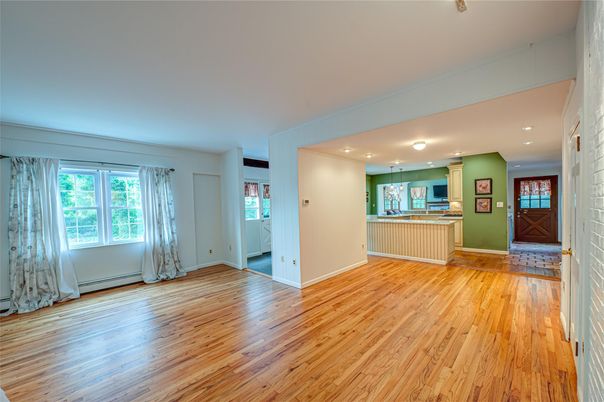 Empty room, Interior, Kitchen, Recessed Lighting, Wood Texture Flooring