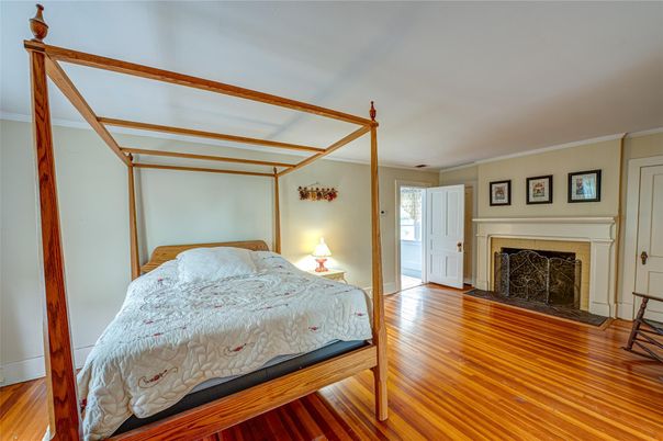 Bedroom, Fireplace, Interior, Wood Texture Flooring