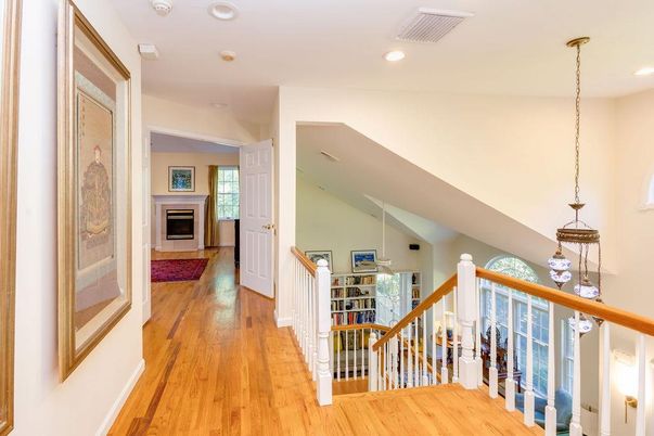 Fireplace, Interior, Pendant Lights, Recessed Lighting, Wood Texture Flooring