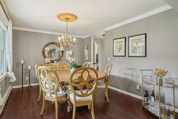Chandelier, Dining room, Interior, Wood Texture Flooring