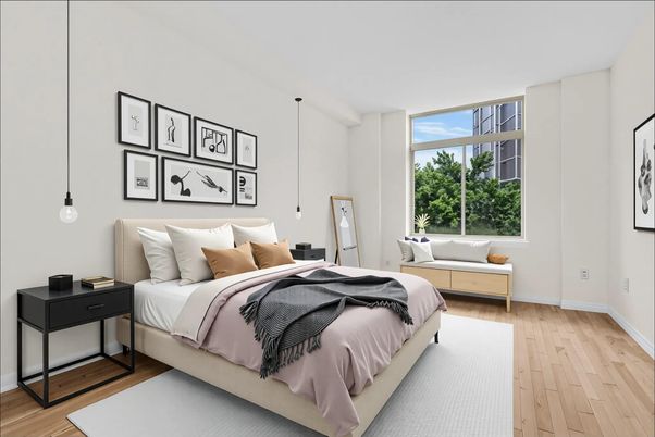 Bedroom, Interior, Pendant Lights, Wood Texture Flooring