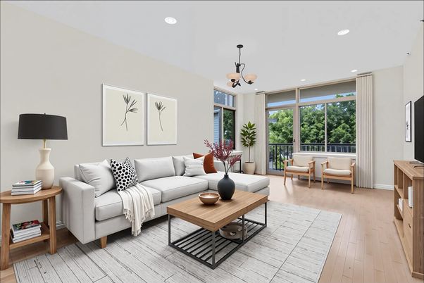 Interior, Living room, Pendant Lights, Recessed Lighting, Wood Texture Flooring