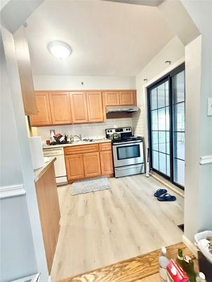 Interior, Kitchen, Stainless Steel Appliances, Wood Texture Flooring