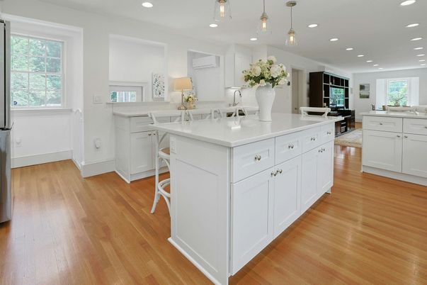 Interior, Kitchen, Pendant Lights, Recessed Lighting, Wood Texture Flooring